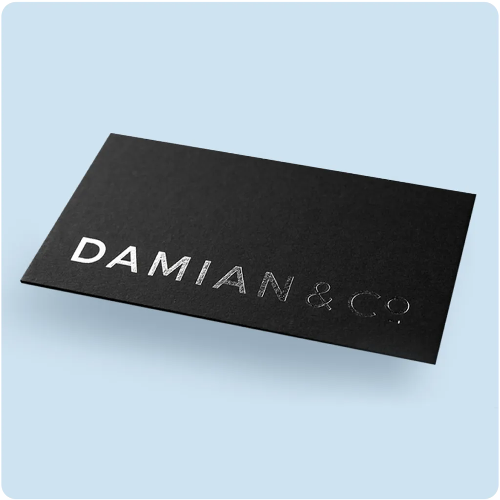 Business cards with custom silver foil design