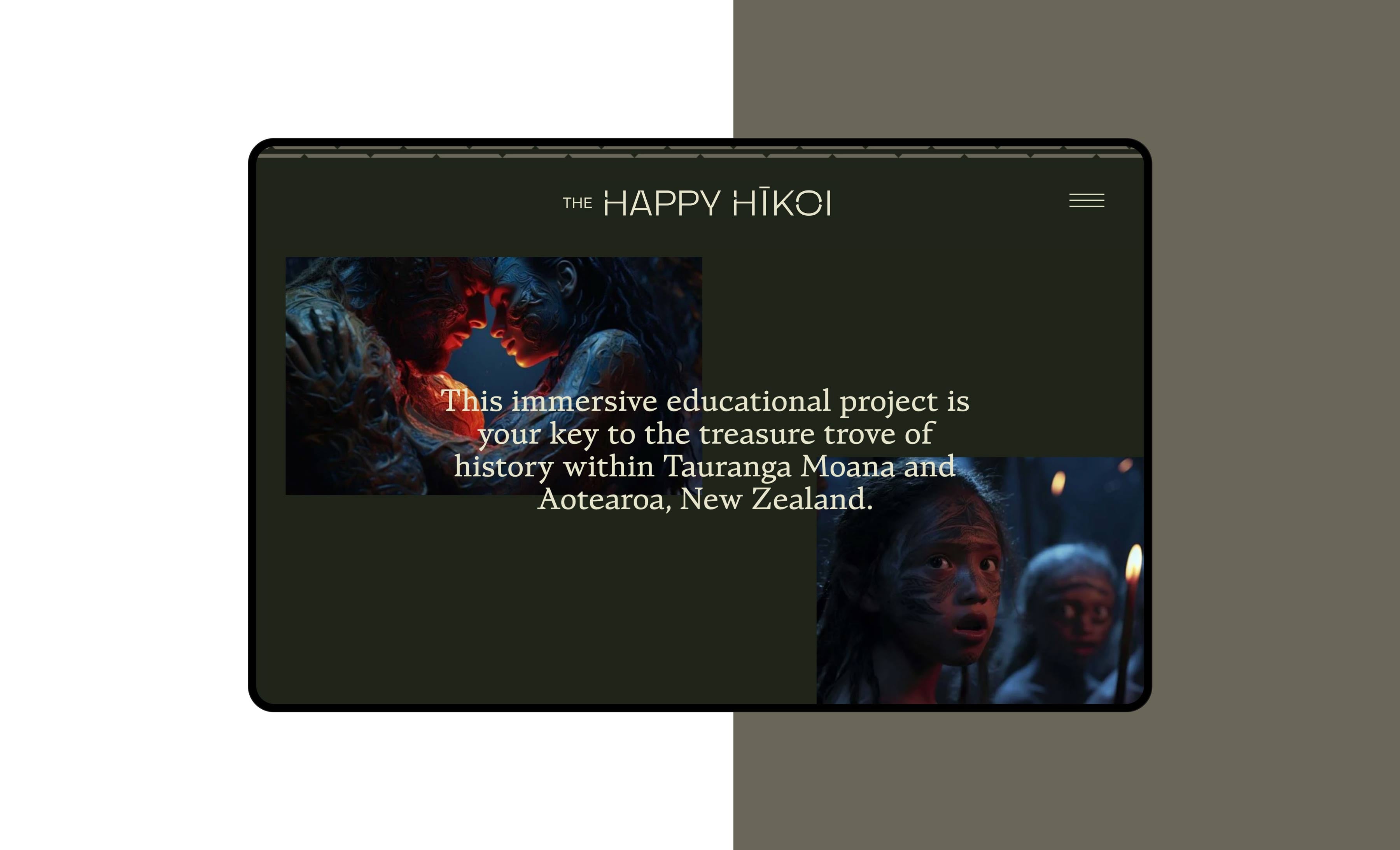 Web design for the creative film industry displaying ai image and text in earthy tones