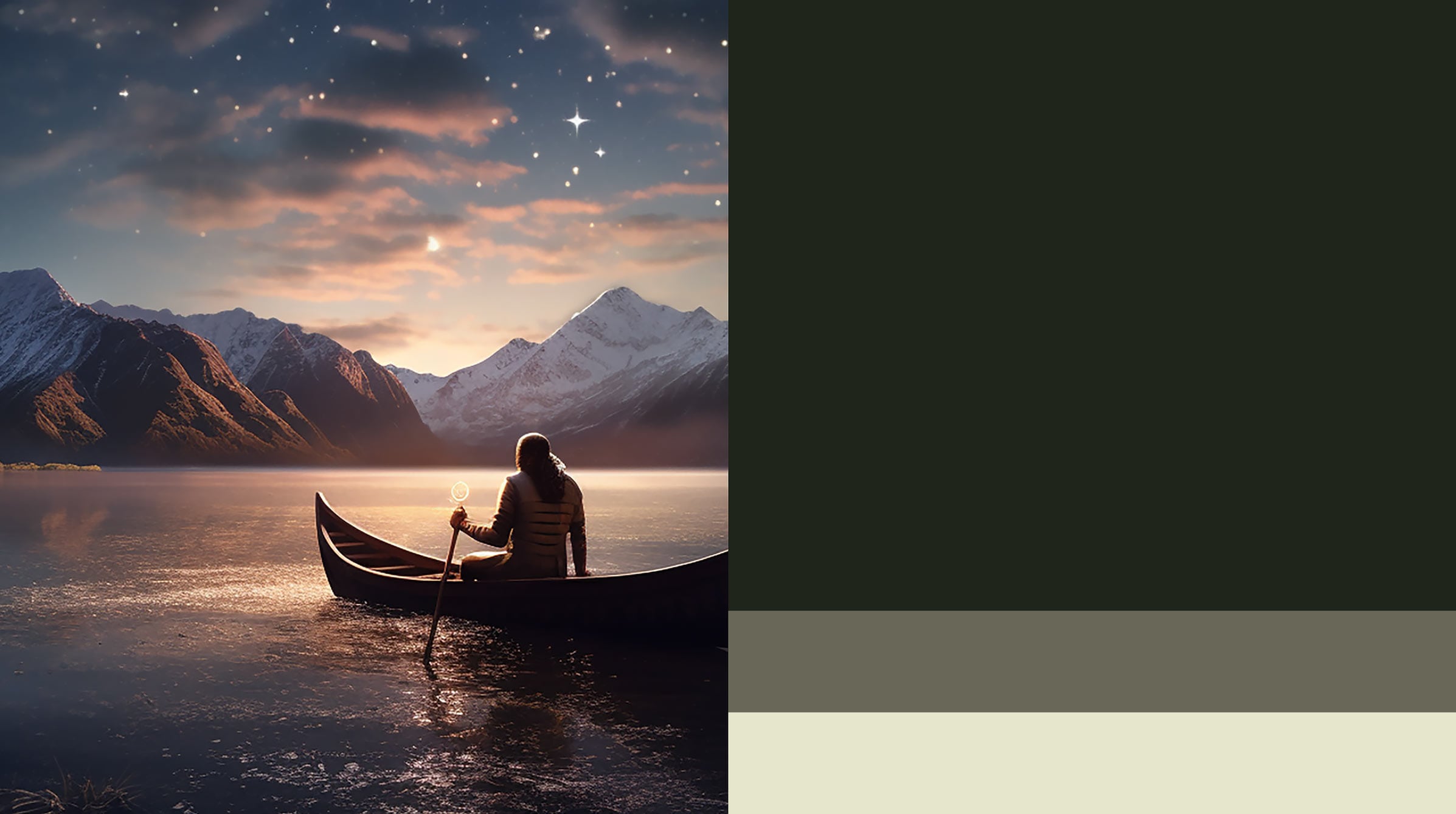 Ai imagery placed next to an earthy colour palette for a film website