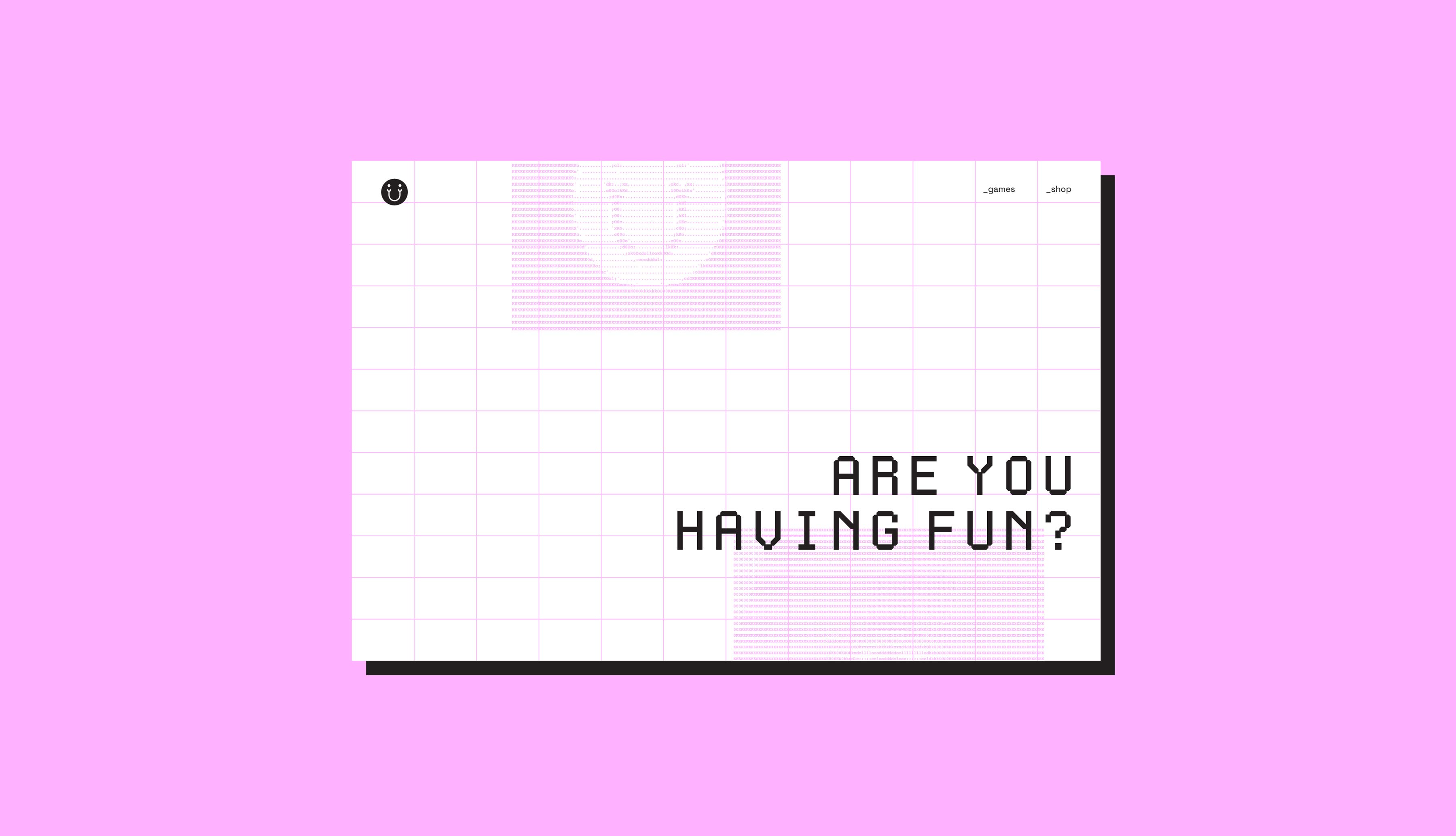 Website design with a fun pink grid for a gaming business