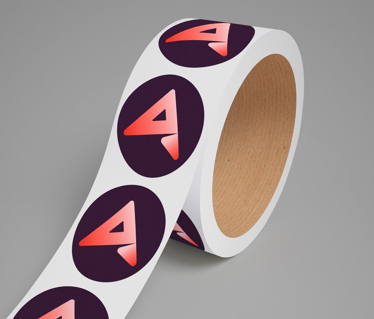 Logo stickers showing the logomark of a spraypainting company