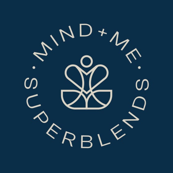 Badge logo with a meditation look for a superfood company