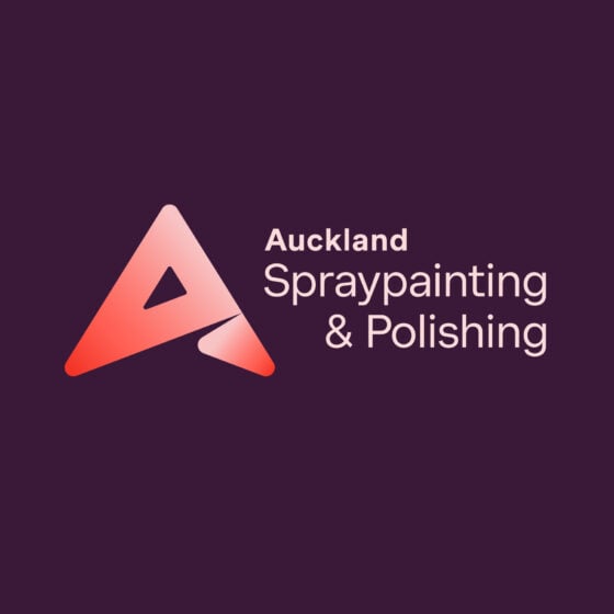 Logo of a spray painting logo on a purple background