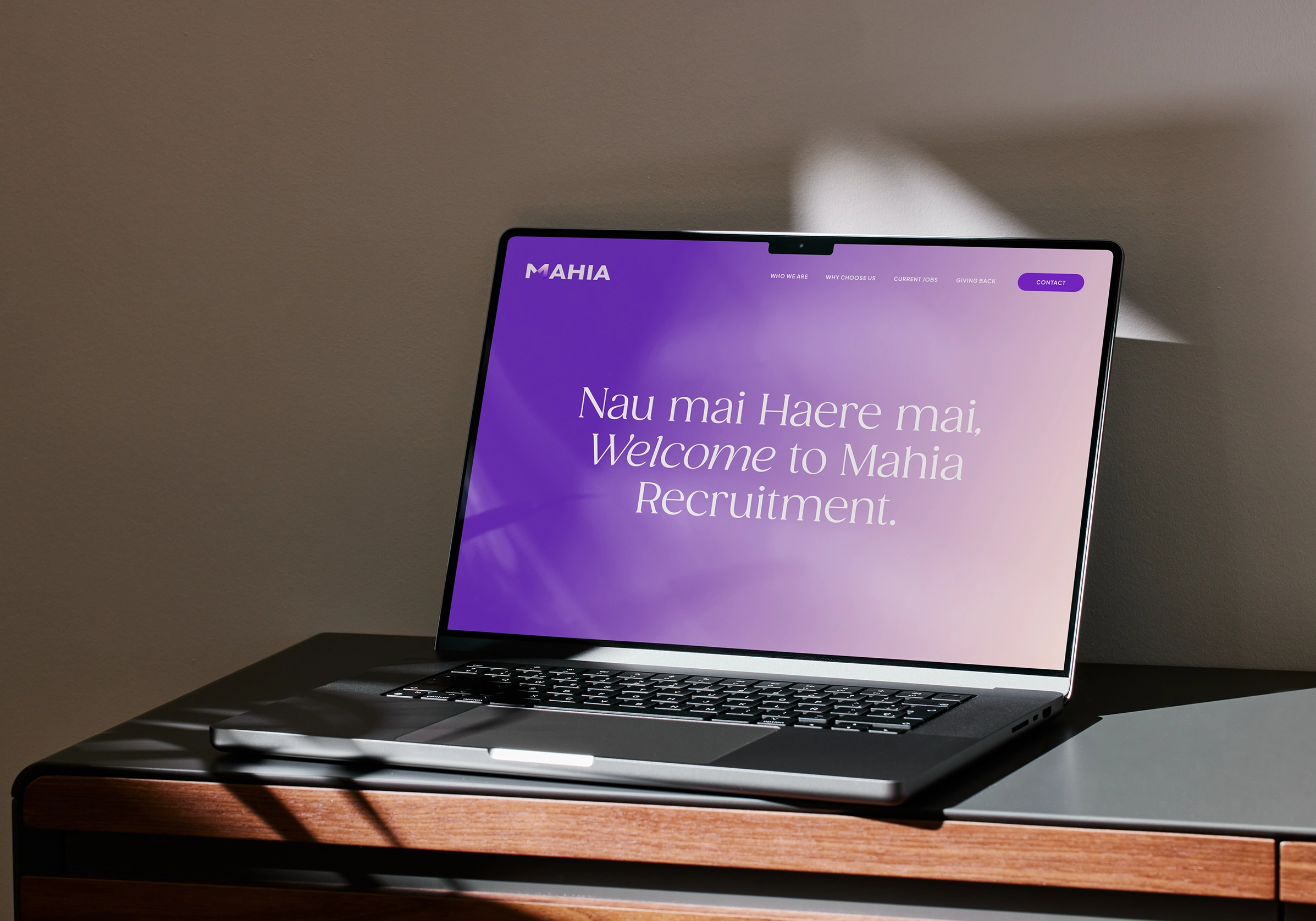 Recruitment company branding applied over a home page design for consistency