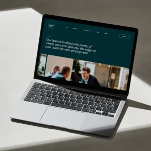 Website design showing home page hero for leading auckland recruitment company in forrest green colour