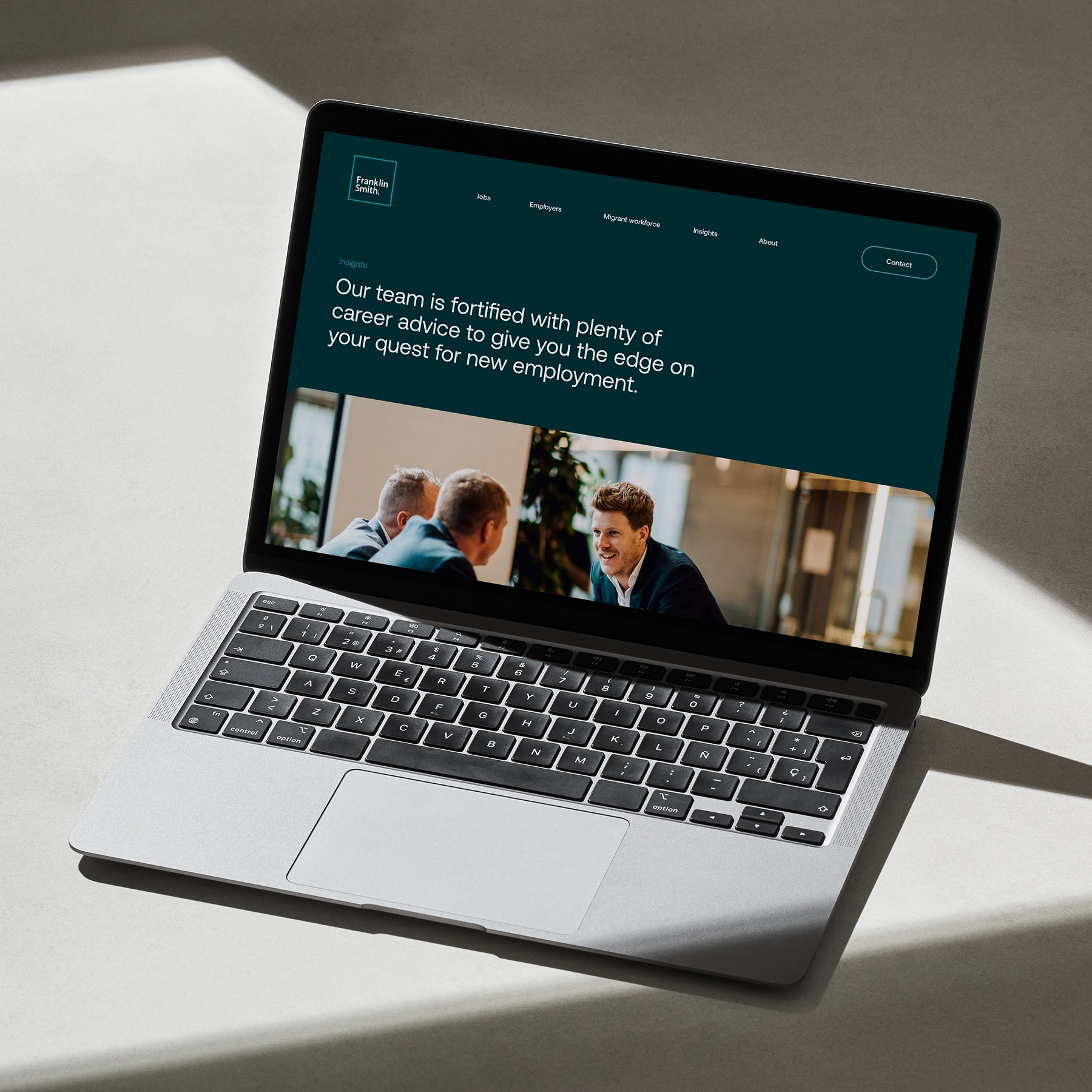 Website design showing home page hero for leading auckland recruitment company in forrest green colour
