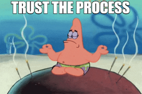 Patrick on rock meditating trust the process meme GIF by Sponegbob