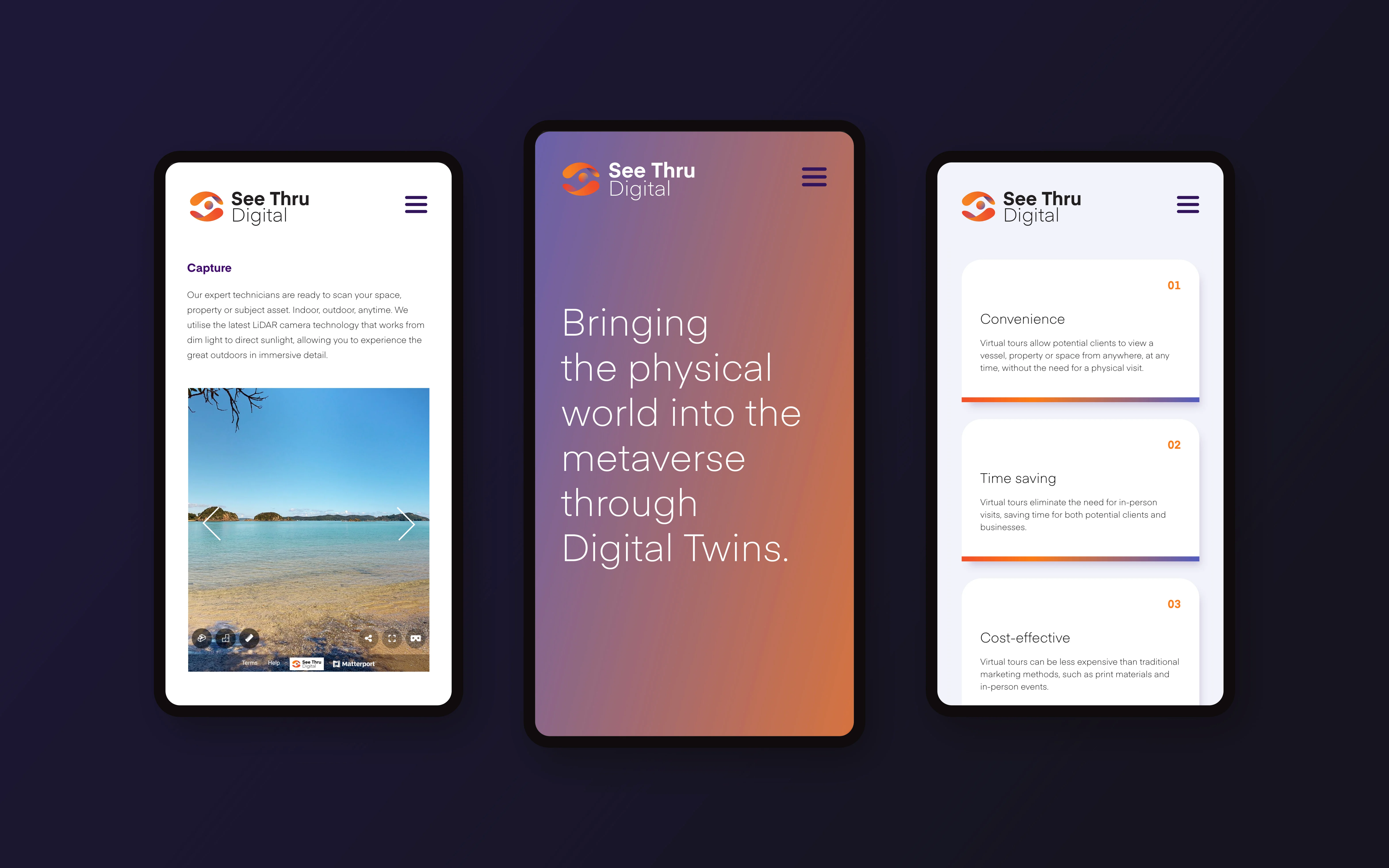 digital branding design layouts for mobile devices on a black backdrop