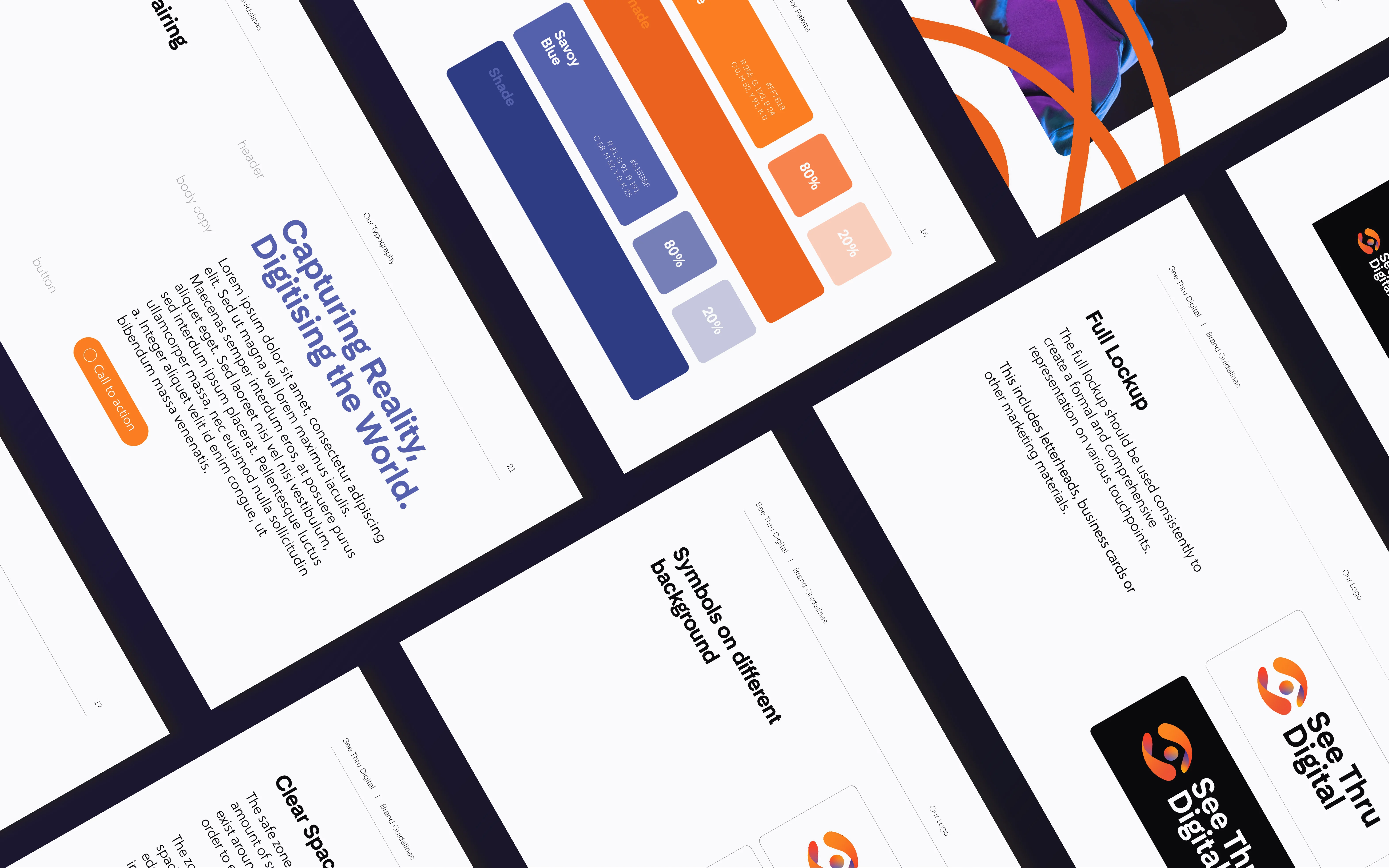 Diagonal mockup of digital formatting designs for web web-based business