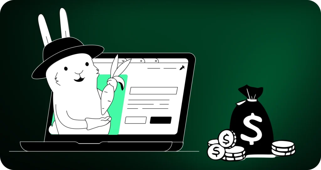 White Rabbit illustration of bunny appearing out of laptop screen with carrot Breaking Down Website Design Cost for Small Businesses