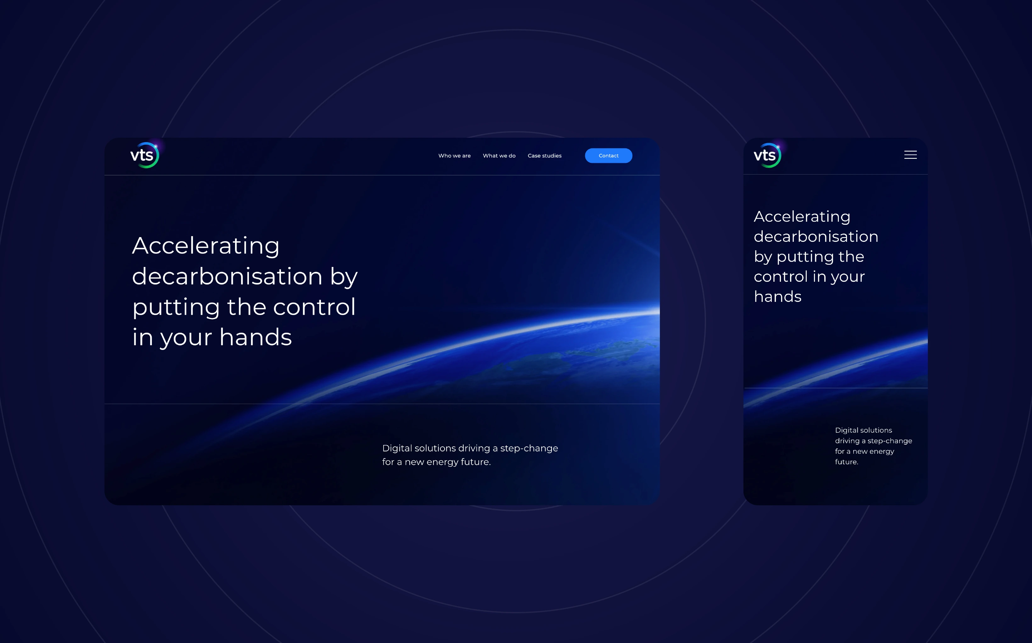 Dark blue website design futuristic layout with dark theme