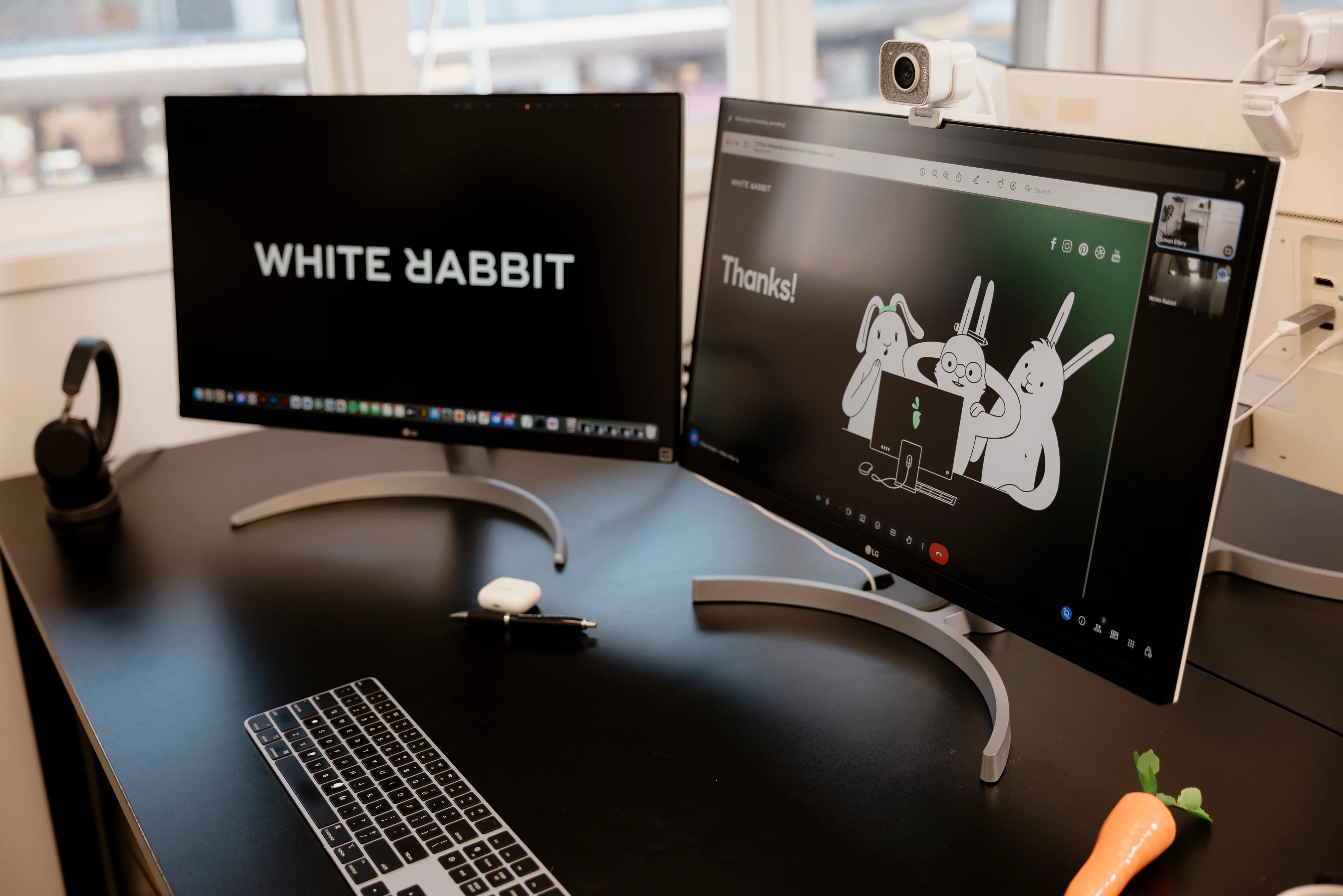 White Rabbit office monitors
