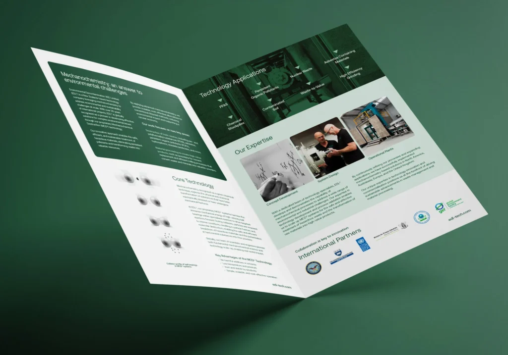 close up of of green brochure design