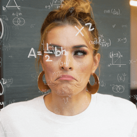 JLow looking confused with math equations appearing around her GIF by Jasmine Star
