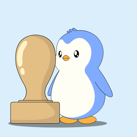 Penguin giving a Seal Of Approval stamp GIF by Pudgy Penguins
