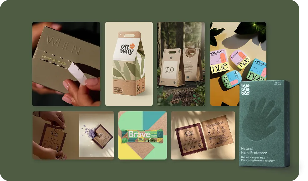 Sustainable packaging design example using recycled materials and earthy colours