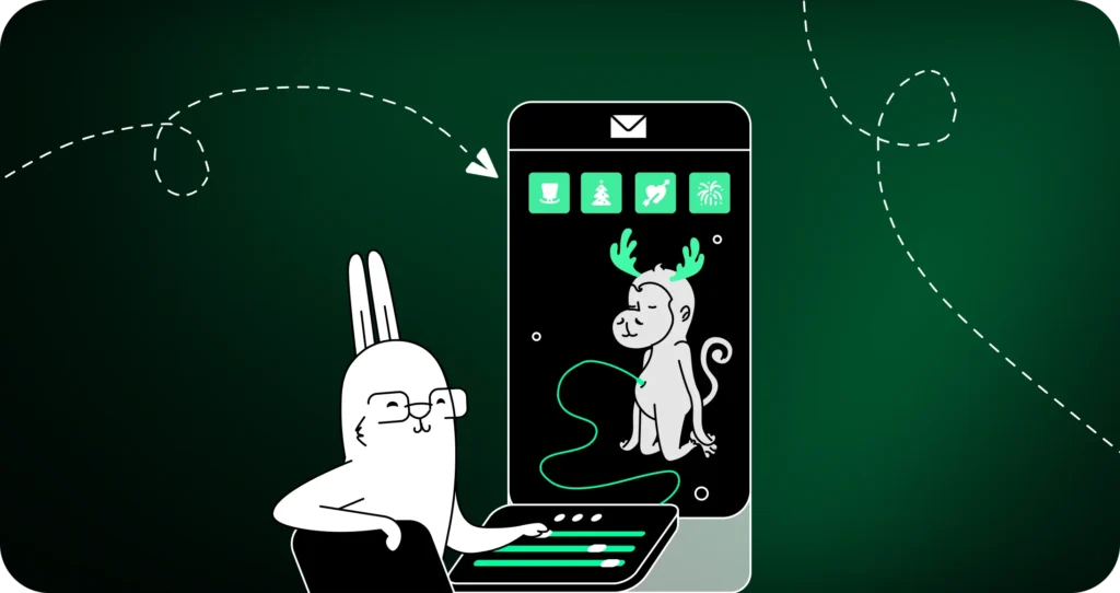 White Rabbit thumbnail illustration of bunny designing email campaign