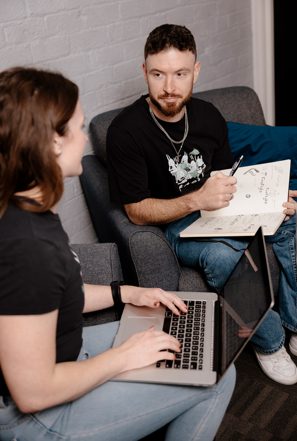 Our branding team working on logo sketches and early concepts