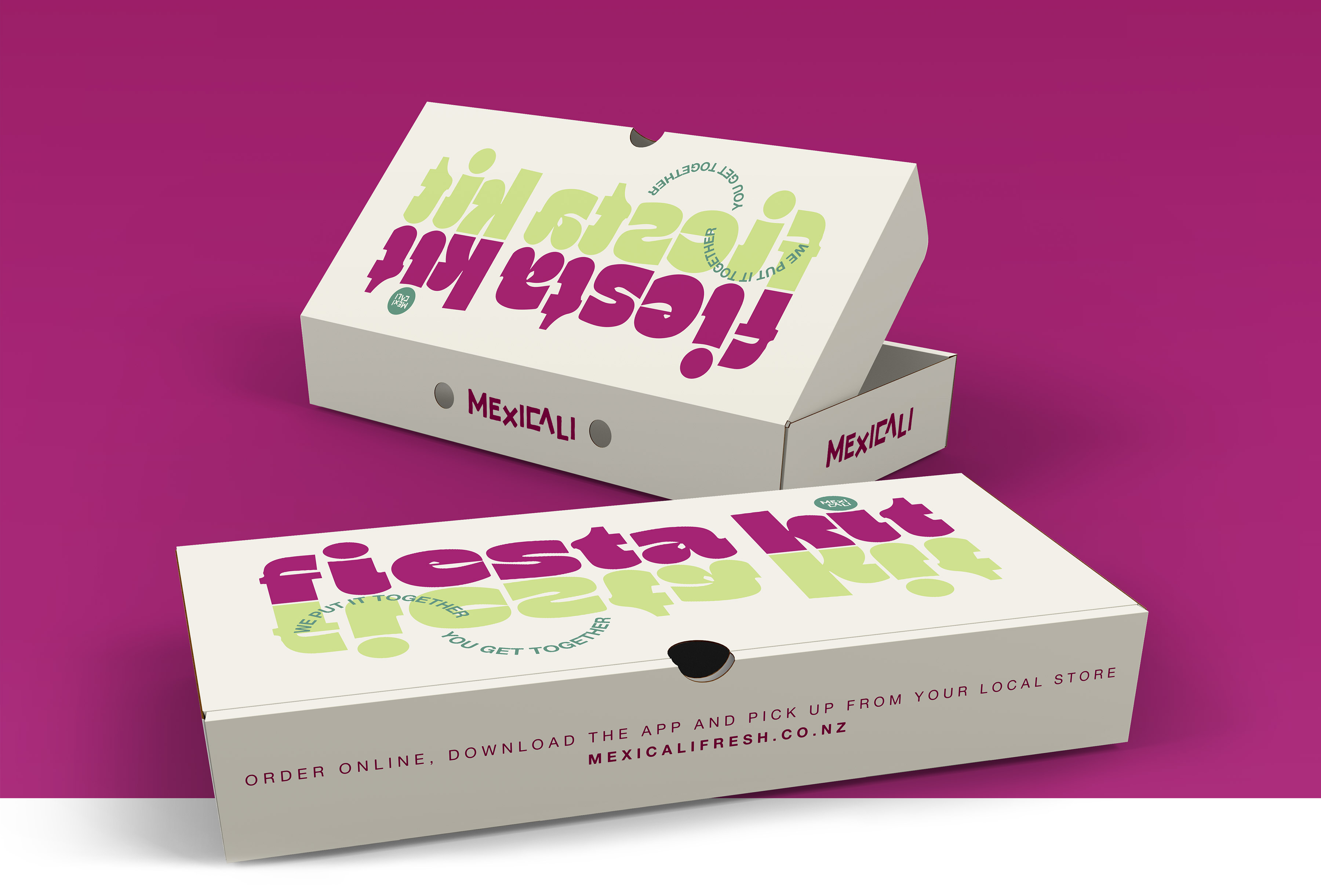 A cali mex inspired catering kit packaging deign for NZ mexican franchise