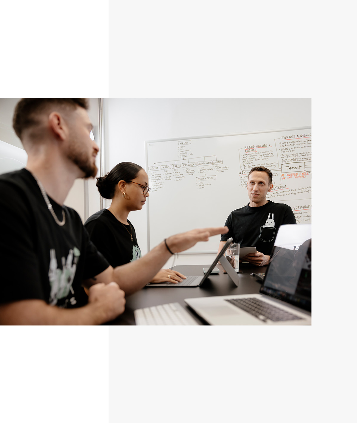 Our logo design team in NZ discussing strategy for an upcoming project