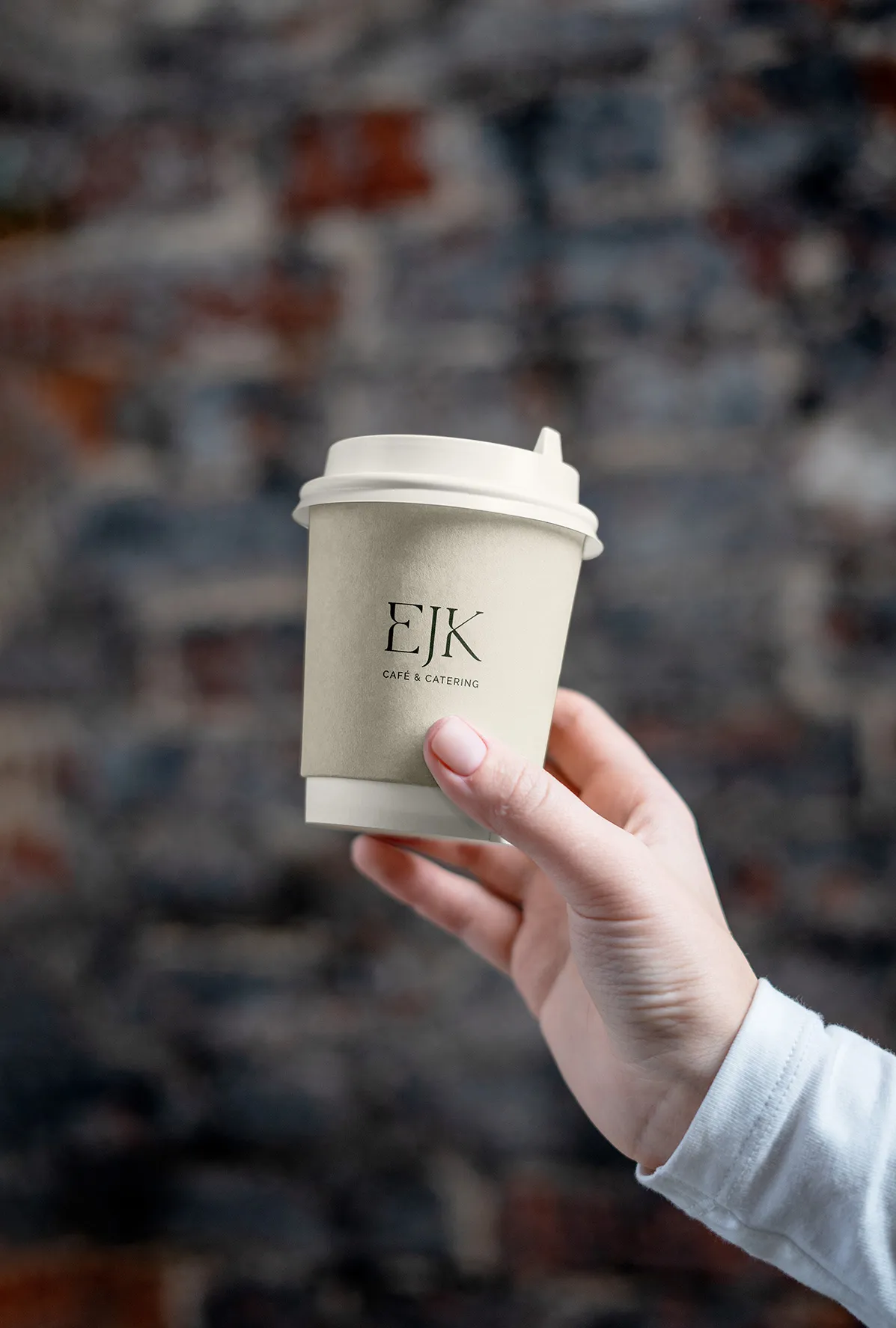 Coffee cup branding for a cafe