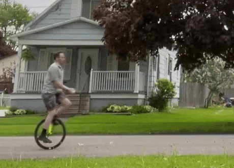 Man Juggling on Unicycle in street GIF by Derek Tee